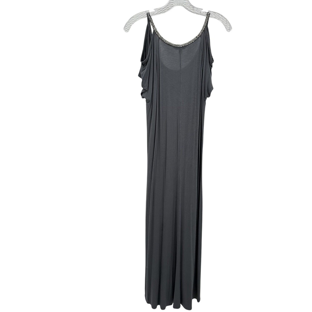 Juicy Couture Gray Cold Shoulder Embellished Maxi Dress Size Medium Elegant